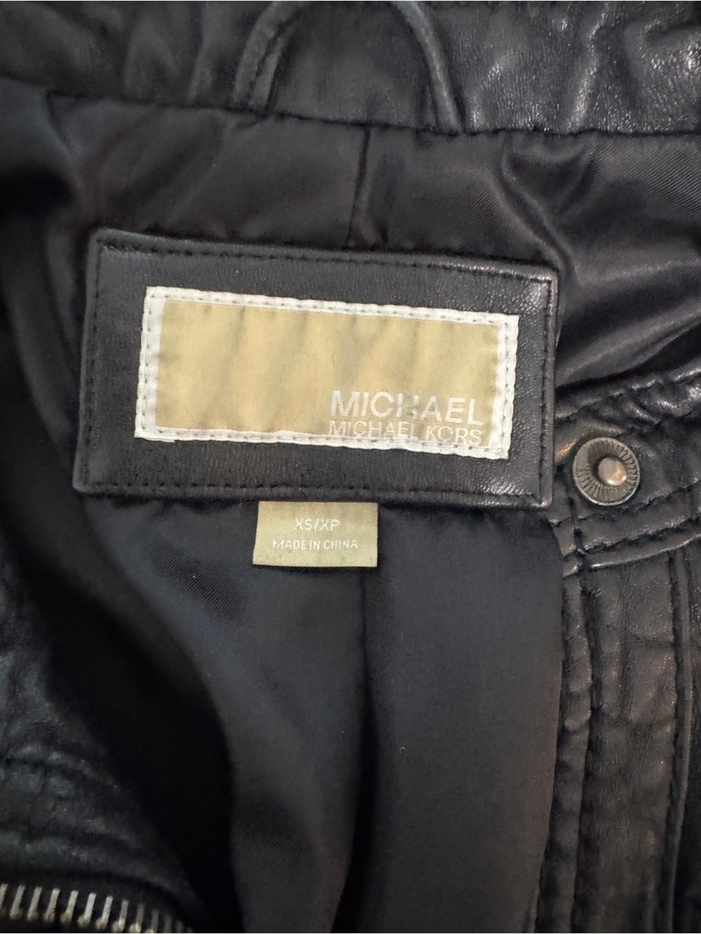 Michael Kors Black Leather Zip-Front Moto Jacket - Picture 2 of 4